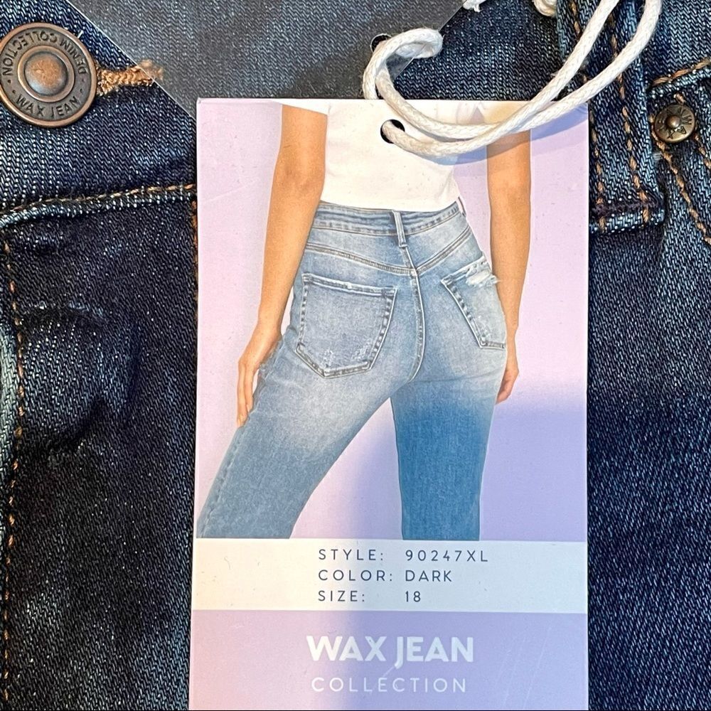 NWT WAX Jean Collection Distressed Slim, Stretch Straight Leg Blue Jeans - Picture 8 of 16